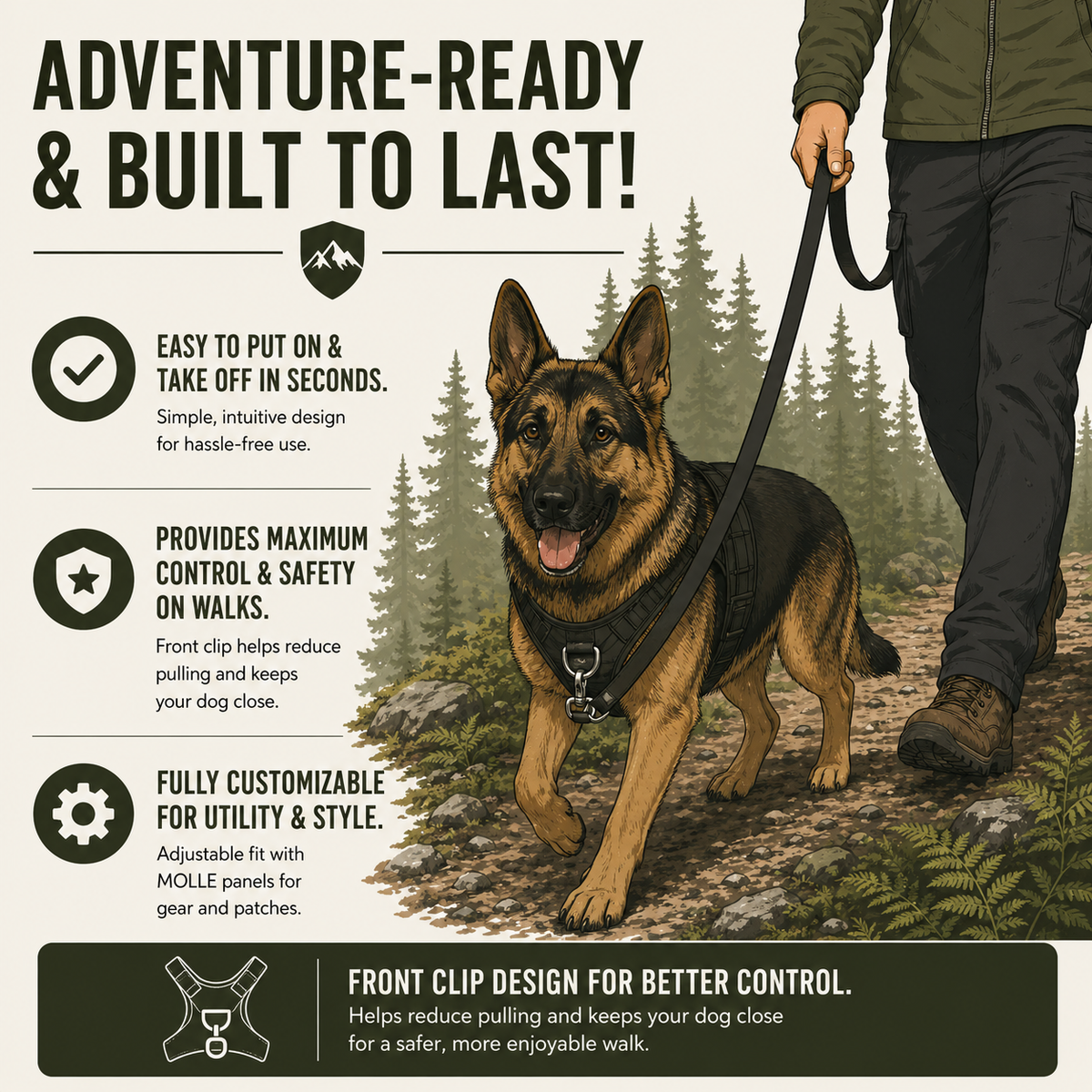 No-Pull Tactical Heavyhounds Dog Harness