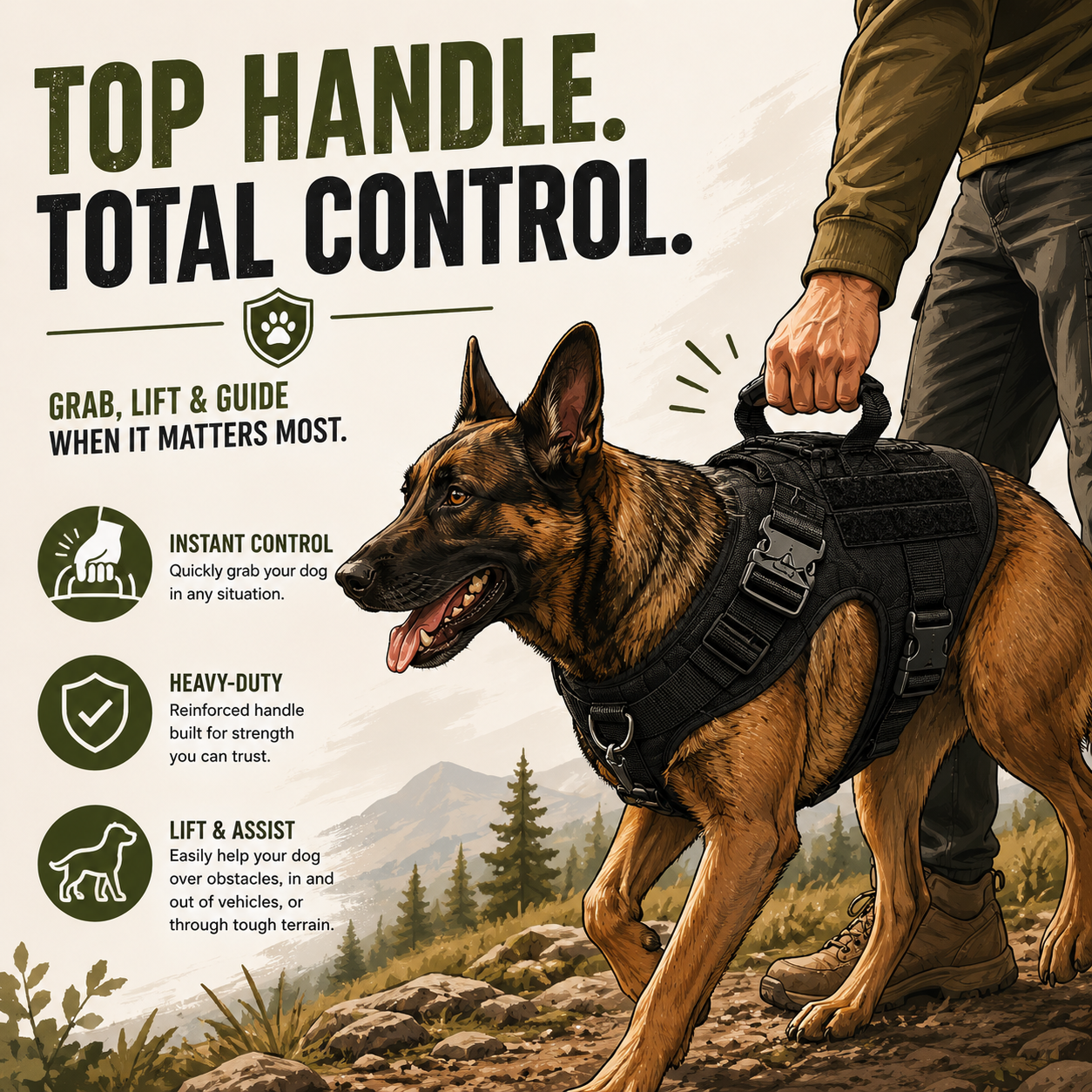 No-Pull Tactical Heavyhounds Dog Harness