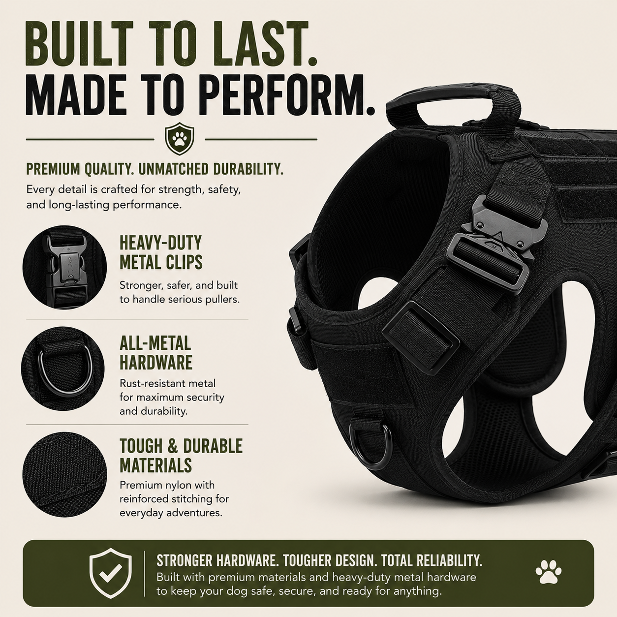 No-Pull Tactical Heavyhounds Dog Harness